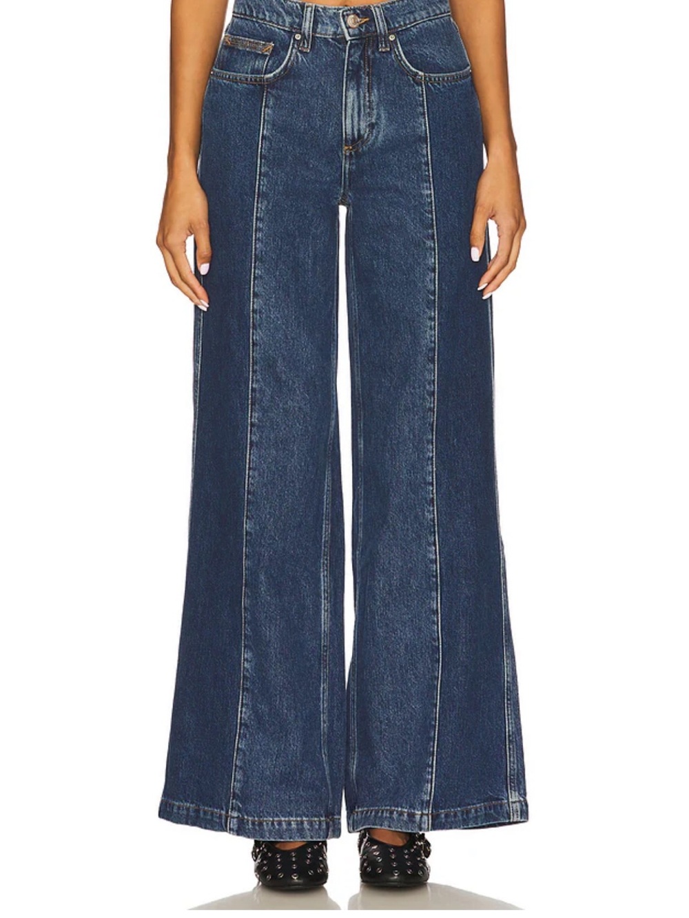 Seventy + Mochi Two Tone Bay Wide Leg Jeans in Phoenix